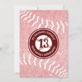 Invitation fête d'anniversaire ou de équipe de softball fémin (Dos)