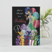 Invitation Fête d'anniversaire ou enterrement de vie de jeune (Debout devant)