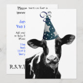 Invitation Fête d'anniversaire ou vache à partie de baby (Devant / Derrière)