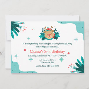 Invitation Fête d'anniversaire Ourson de Noël