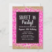 Invitation Fête d'anniversaire Paillettes Or Guépard Léopard  (Devant)