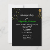 Invitation Fête d'anniversaire Paillettes Vert Lime Or (Dos)