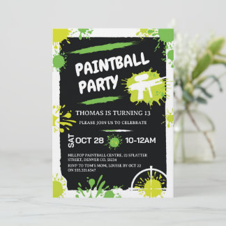 Invitation Fête d'anniversaire Paintball