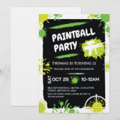 Invitation Fête d'anniversaire Paintball (Devant / Derrière)