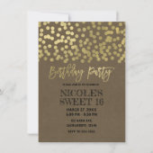 Invitation Fête d'anniversaire papier kraft rustique chic mod (Devant)