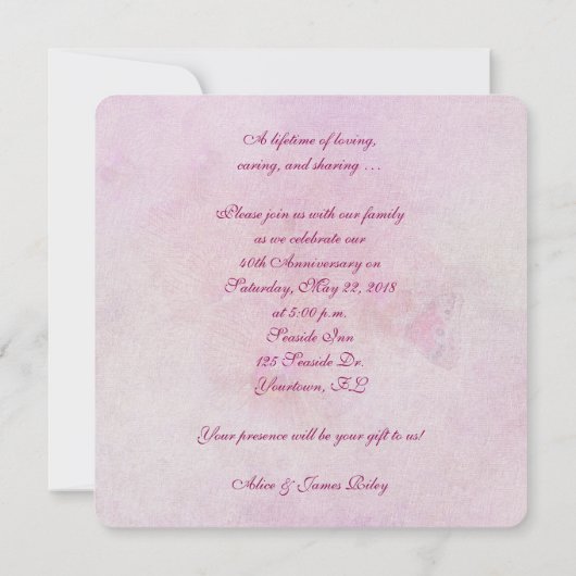 Invitation Fête d'anniversaire papillon (Dos)