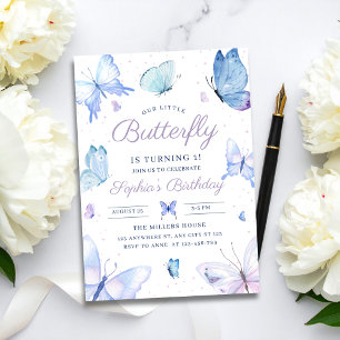 Invitation Fête d'anniversaire papillon Filles Jardin Papillo