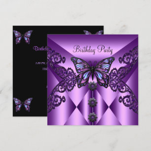 Invitation Fête d'anniversaire papillon lilas violet
