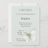 Invitation Fête d'anniversaire Papillon Menthe (Devant)