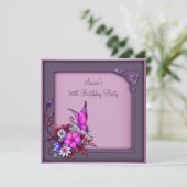 Invitation Fête d'anniversaire papillon pour femme 50 ans (Debout devant)