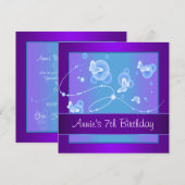 Invitation Fête d'anniversaire Papillon Violet (Devant / Derrière)