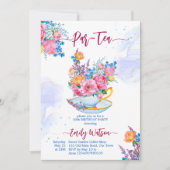 Invitation Fête d'anniversaire par thé tasse remplie de fleur (Devant)