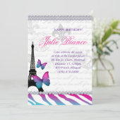 Invitation Fête d'anniversaire Paris Card Les Papillons de la (Debout devant)