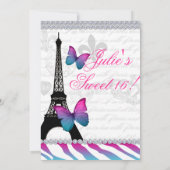 Invitation Fête d'anniversaire Paris Card Les Papillons de la (Dos)