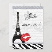 Invitation Fête d'anniversaire Paris Card Tour Eiffel Zebra R (Dos)