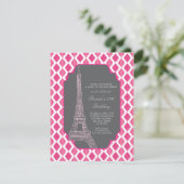 Invitation Fête d'anniversaire Paris Modern Pink (Debout devant)