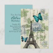 Invitation fête d'anniversaire parisienne (Devant / Derrière)