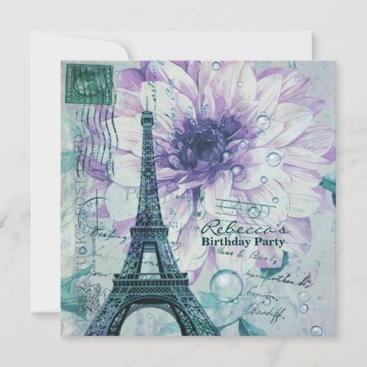 Invitation fête d'anniversaire parisienne (Devant)