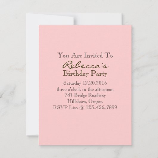 Invitation fête d'anniversaire parisienne (Dos)