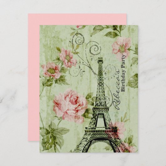 Invitation fête d'anniversaire parisienne (Devant / Derrière)