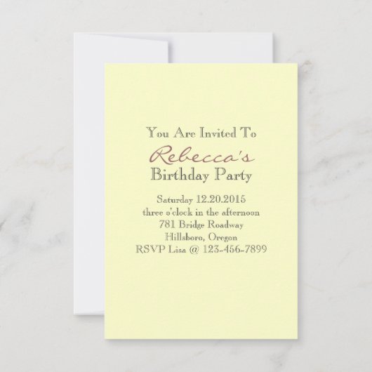 Invitation fête d'anniversaire parisienne (Dos)