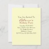 Invitation fête d'anniversaire parisienne (Dos)