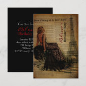 Invitation fête d'anniversaire parisienne girly de Tour (Devant / Derrière)