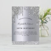 Invitation Fête d'anniversaire parties scintillant argent gou (Debout devant)