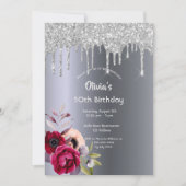 Invitation Fête d'anniversaire parties scintillant goutte-à-g (Devant)