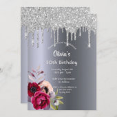 Invitation Fête d'anniversaire parties scintillant goutte-à-g (Devant / Derrière)