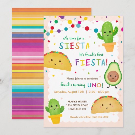 Invitation Fête d'anniversaire - pas de temps pour la sieste (Devant / Derrière)