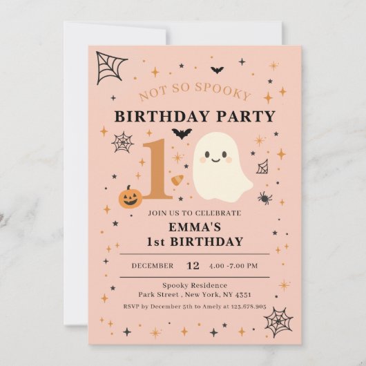 Invitation Fête d'anniversaire pas si effrayante de 1ère anné (Devant)