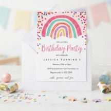 Fête d'anniversaire pastel arc-en-ciel pailleté po