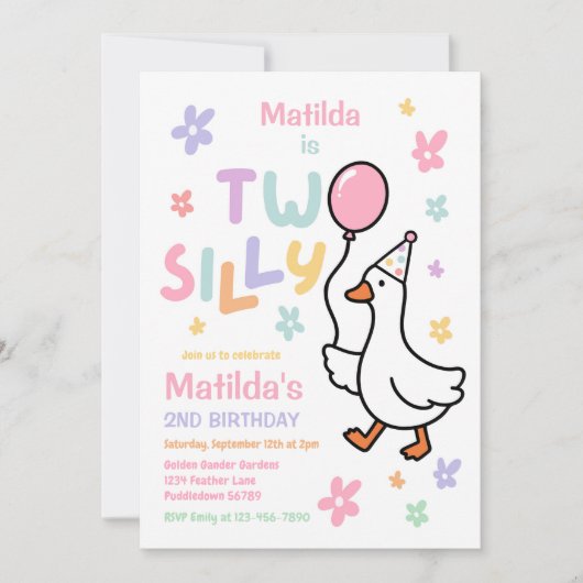 Invitation Fête d'anniversaire pastel de 2 ans de Two Silly G (Devant)