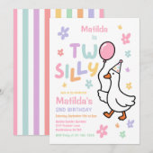 Invitation Fête d'anniversaire pastel de 2 ans de Two Silly G (Devant / Derrière)
