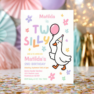 Invitation Fête d'anniversaire pastel de 2 ans de Two Silly G