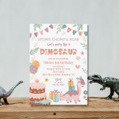 Invitation Fête d'anniversaire Pastel Dino