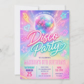 Invitation Fête d'anniversaire Pastel Disco Glow (Devant)