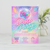 Invitation Fête d'anniversaire Pastel Disco Glow (Debout devant)