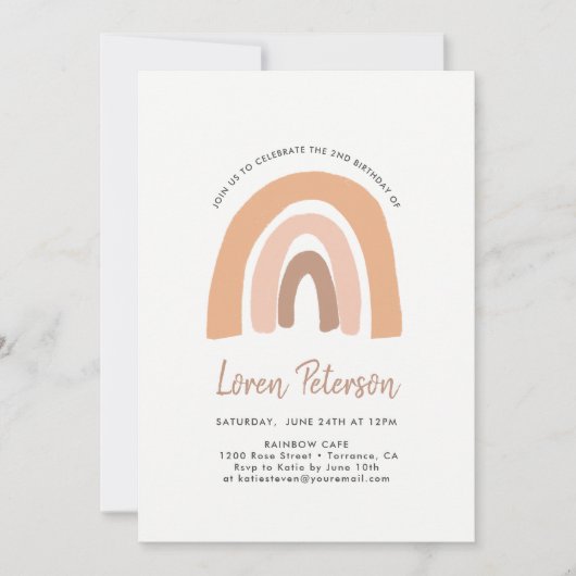 Invitation Fête d'anniversaire Pastel Rainbow (Devant)