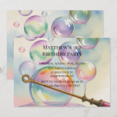 Invitation Fête d'anniversaire Pastel Rainbow Bubbles Age (Devant / Derrière)
