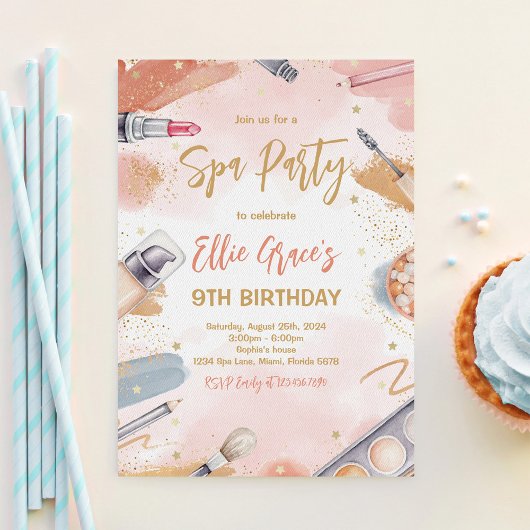 Invitation Fête d'anniversaire Pastel Spa