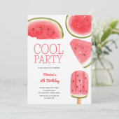 Invitation Fête d'anniversaire pastèque cool (Debout devant)
