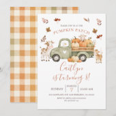 Invitation Fête d'anniversaire Patch de citrouille de camion (Devant / Derrière)