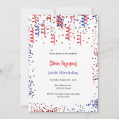 Invitation Fête d'anniversaire Patriotique rouge bleu blanc c (Devant)