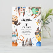 Invitation Fête d'anniversaire Patte de Chat pour Enfants (Debout devant)