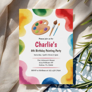 Invitation Fête d'anniversaire peinture artistique pour enfan