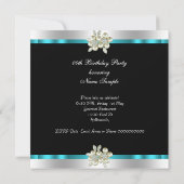 Invitation Fête d'anniversaire Perle de diamant Léopard Bleu (Dos)