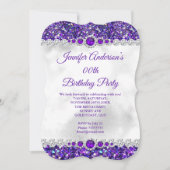 Invitation Fête d'anniversaire perle diamant paillettes blanc (Devant)