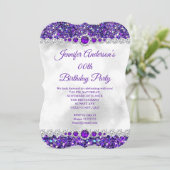 Invitation Fête d'anniversaire perle diamant paillettes blanc (Debout devant)